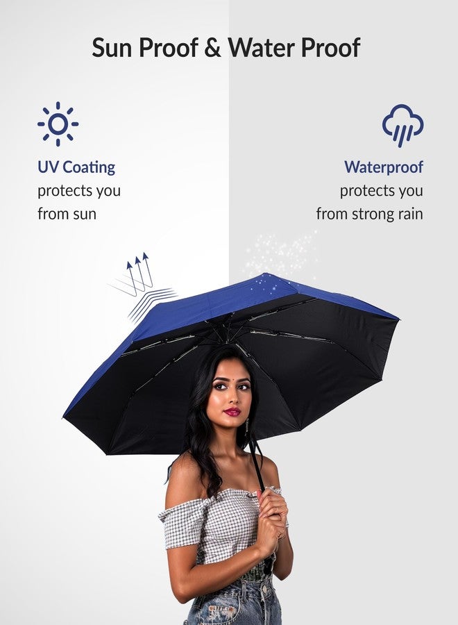 Destinio Umbrella for Women, Umbrella for Men - Automatic 3 Fold Windproof with Travel Cover with Auto Open and Close (21 Inch Navy Blue) - Image 5